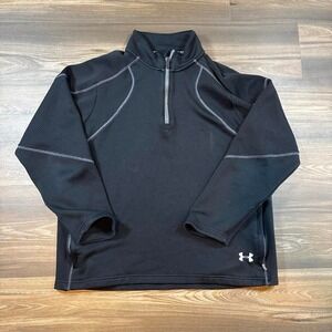 Under Armour black quarter zip sweatshirt with gray piping, size XL